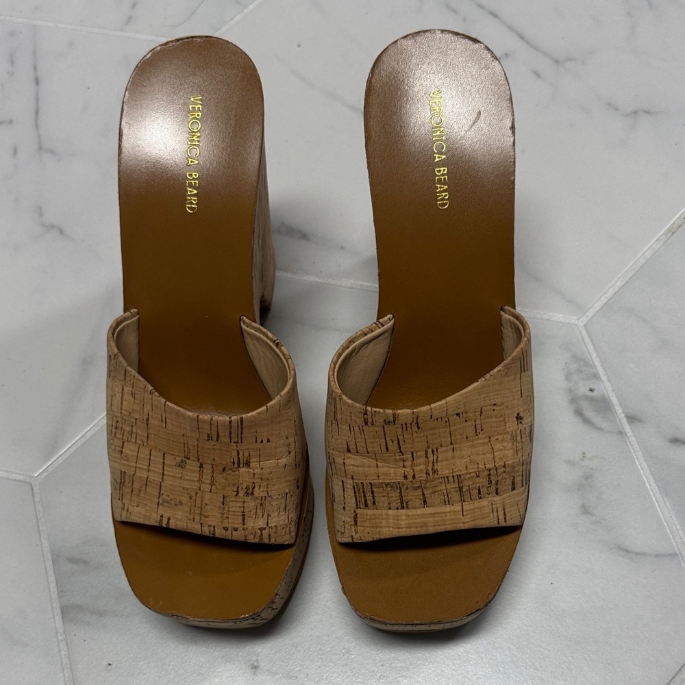 Veronica Beard Brown Cork Platform Heels
